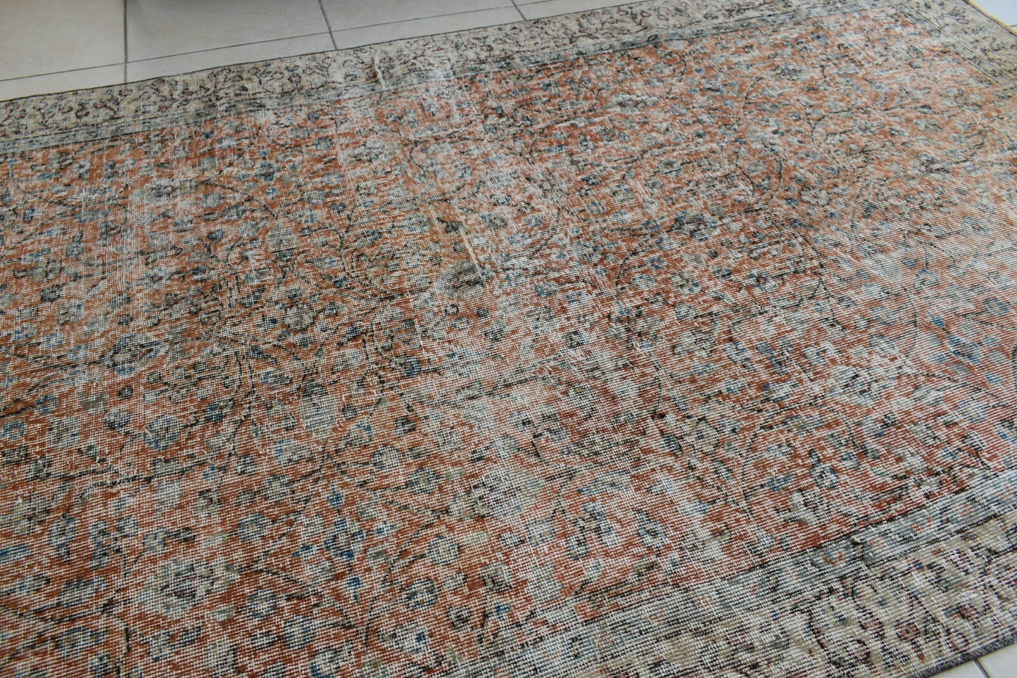 Large Turkish Rug 8.6x4.7 ft Vintage Rug Faded Oushak Rug Living Room Carpet B24