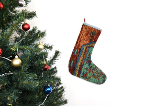 Kilim Christmas Stocking Vintage Rug Stocking Ethnic Decorative Xmas Socks S892