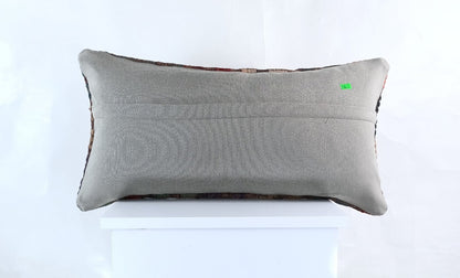Handmade Turkish Kilim Pillow Cover 12x24 Ethnic Boho Sofa Lumbar Cushion E1012