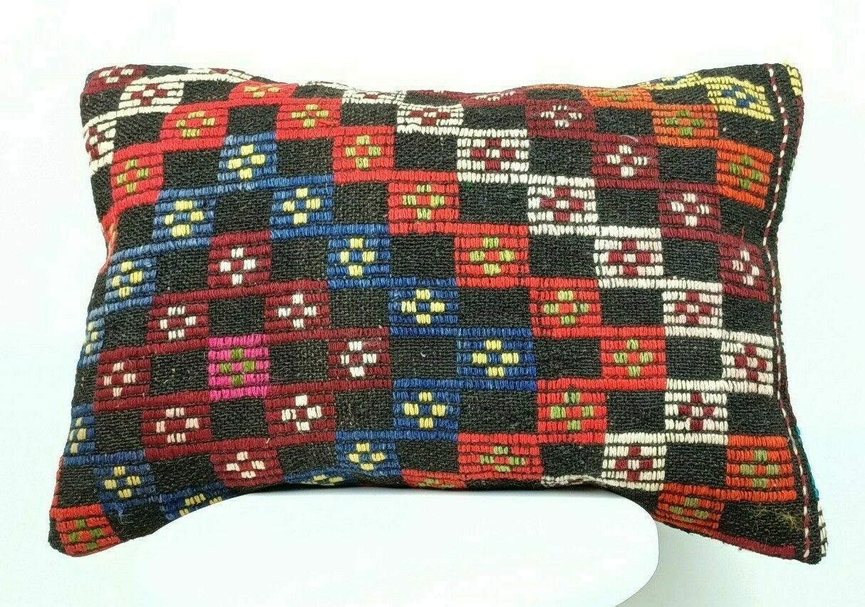 Kilim Lumbar Pillow Handknotted Oushak Rug Oriental Bohemian Ethinc Cushion E510