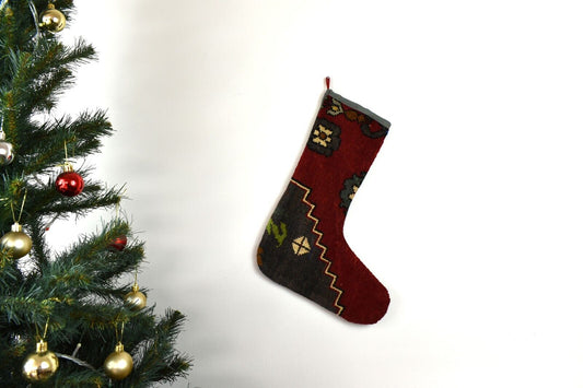 Kilim Christmas Stocking Vintage Rug Stocking Ethnic Decorative Xmas Socks S709