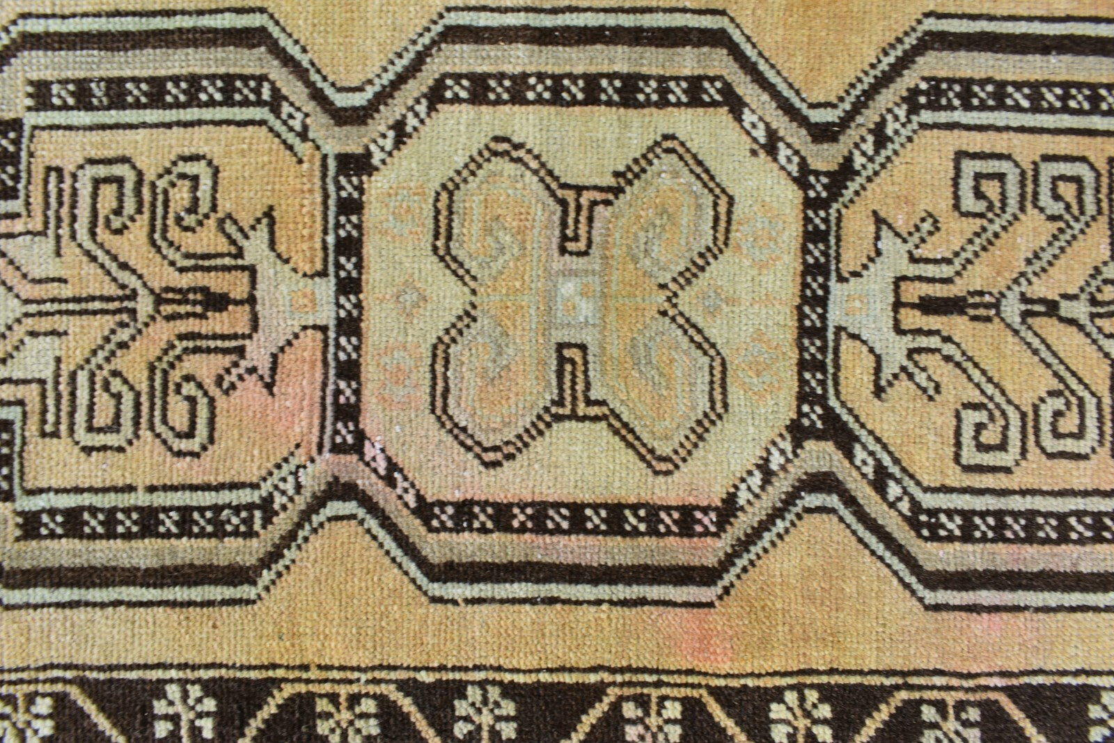 Vintage Runner 2.9x1.4 ft Mini Turkish Rug Oushak Runner Anatolian Runner Y103