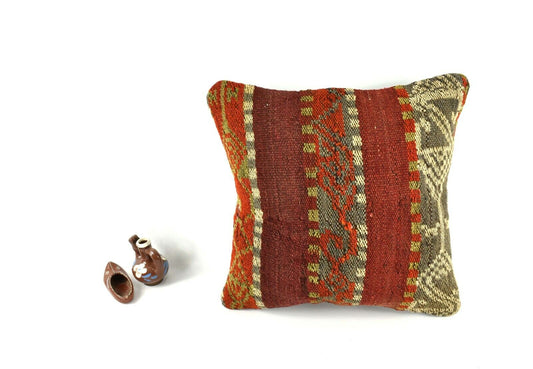 16x16 Kilim Pillow Cover Decorative Vintage Handknotten Bohemian Cushion A2487