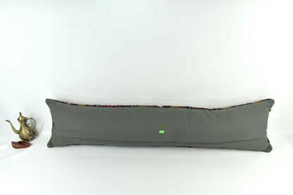 12x48 Long Kilim Pillow Cover Handmade Oushak Rug Vintage Ottoman Lumbar  A2154
