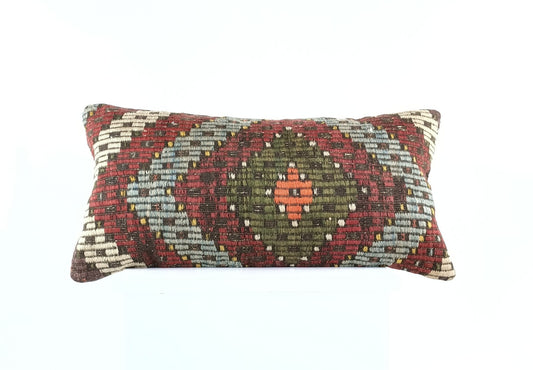 Home Decorative Handmade 12x24 Tribal Vintage Turkish Kilim Pillow Cover 1943