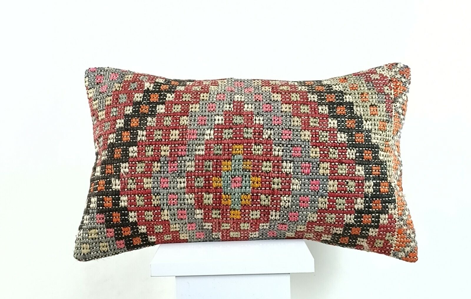 Kilim Pillow Cover 12x20 Turkish Handmade Sofa Couch Floor Lumbar Cushion A1250