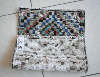 Oushak Runner 1.8x1.2 ft Vintage Turkish Rug Small Runner Anatolian Rug Y08