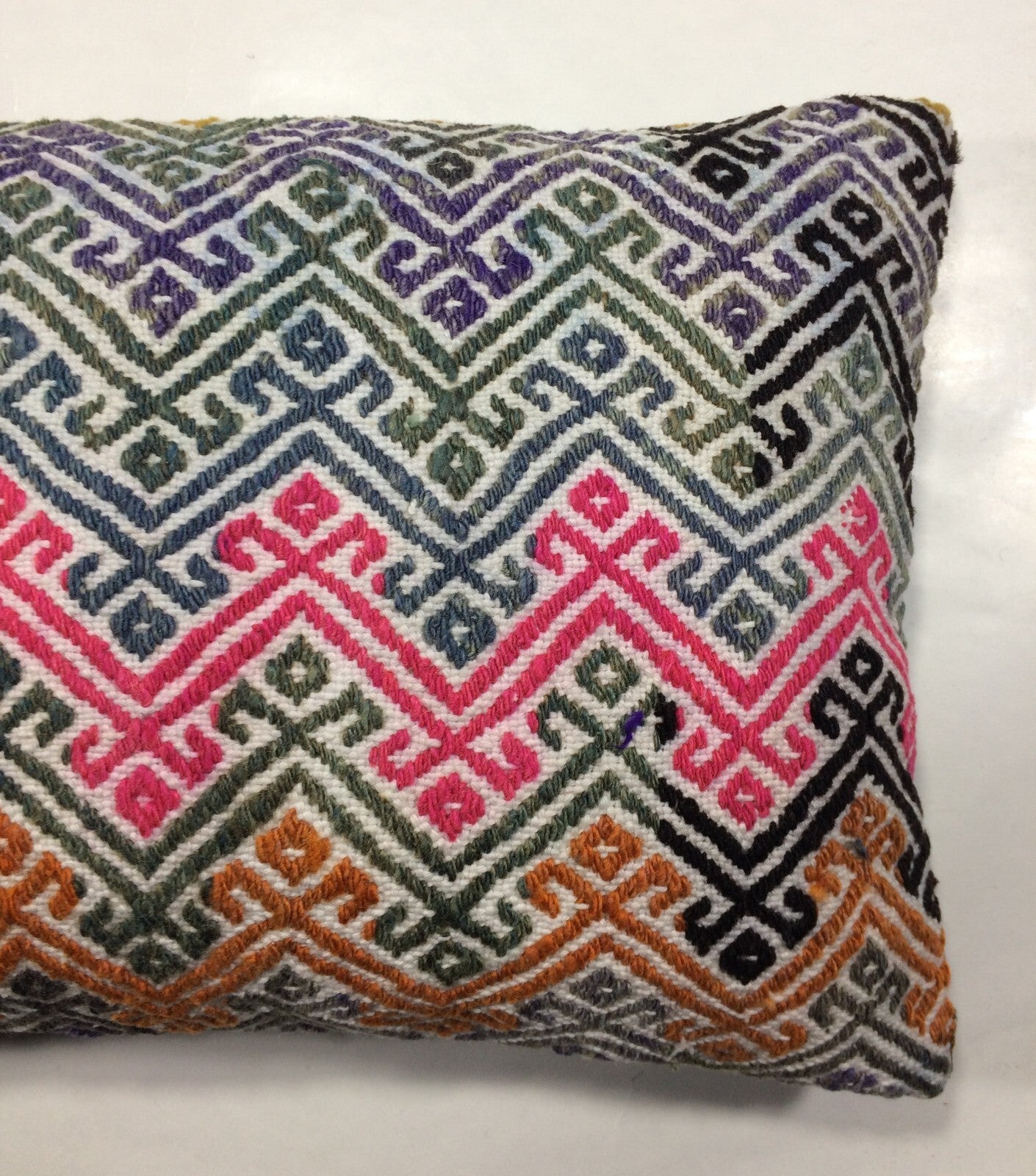 Kilim Pillow Cover 12x20 Handmade Turkish Rug Boho Ethnic Lumbar Cushion 904