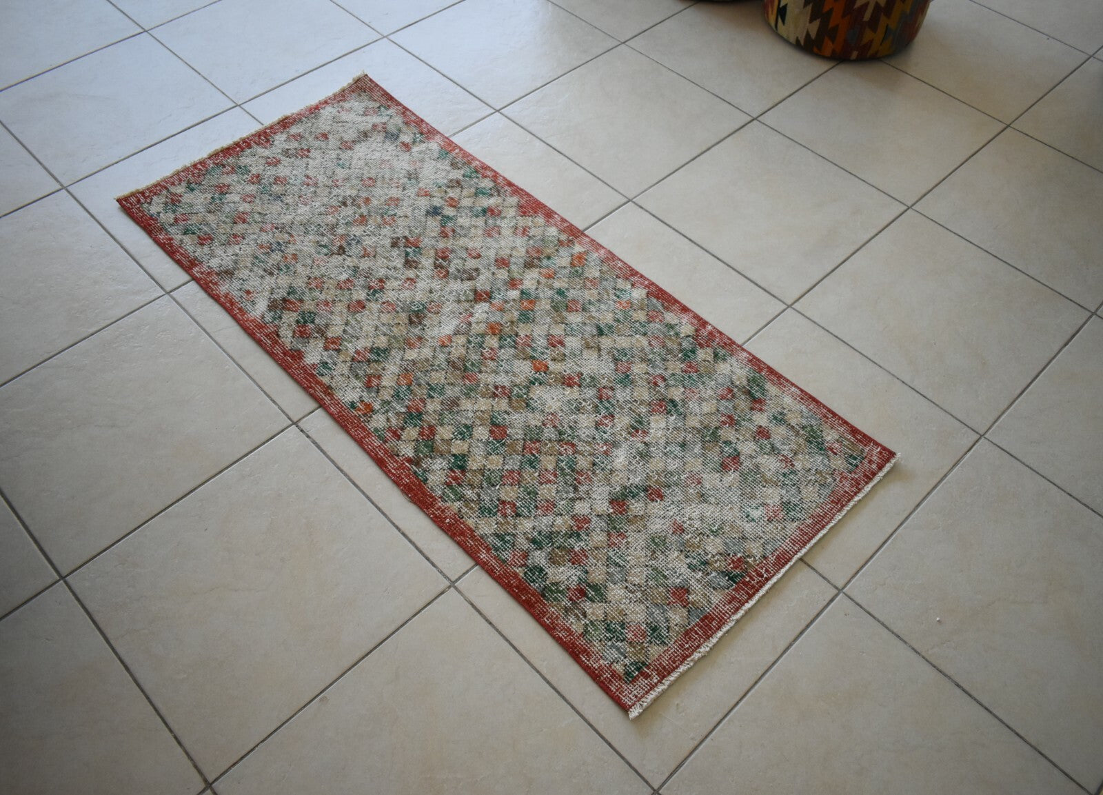 Small Turkish Runner 4.8x2 ft Vintage Runner Hallway Runner Handwoven Runner R13