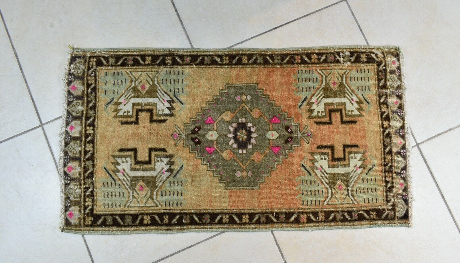 Anatolian Runner 2.8x1.5 ft Vintage Turkish Runner Oushak Runner Rug Y39