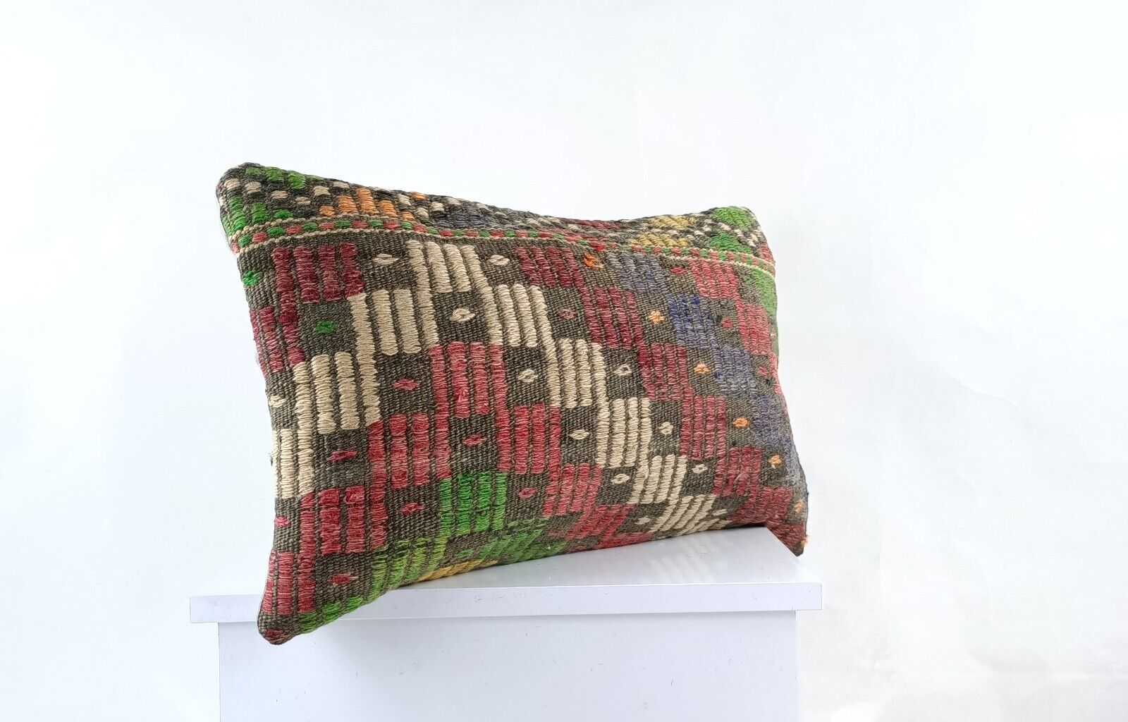 Kilim Pillow Cover 12x20 Turkish Handmade Sofa Couch Floor Lumbar Cushion E1064