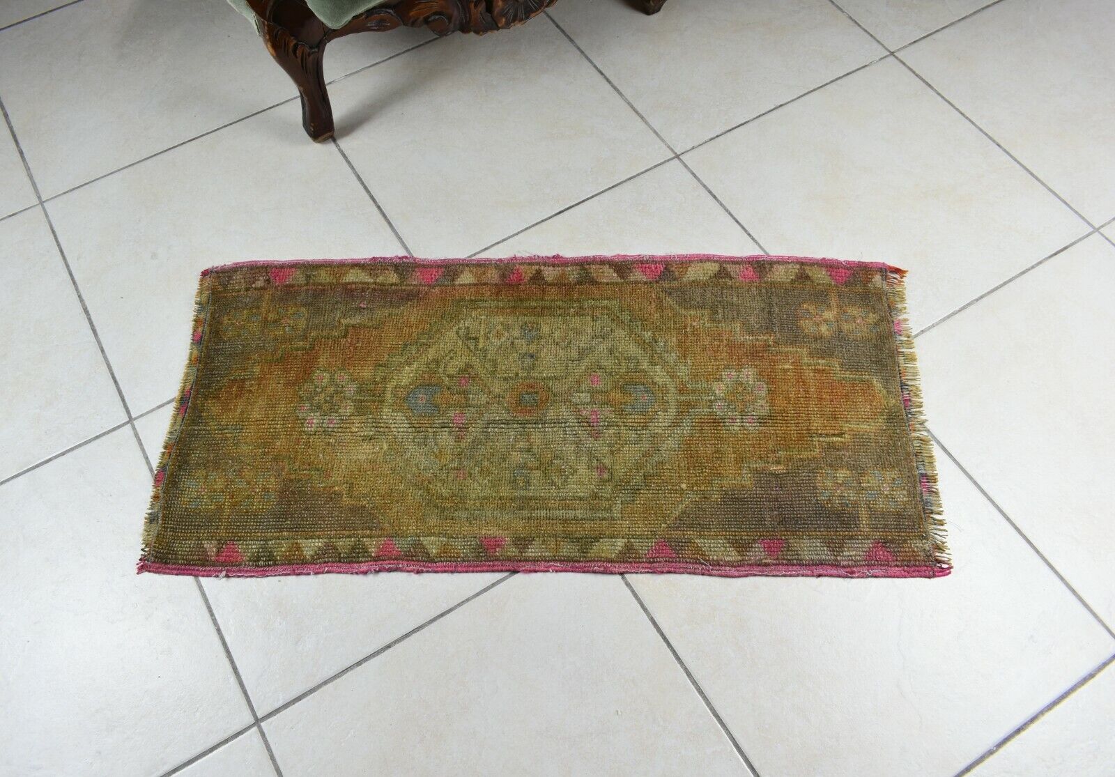 Anatolian Runner 3x1.4 ft Vintage Turkish Runner Oushak Runner Rug Y34