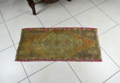 Anatolian Runner 3x1.4 ft Vintage Turkish Runner Oushak Runner Rug Y34