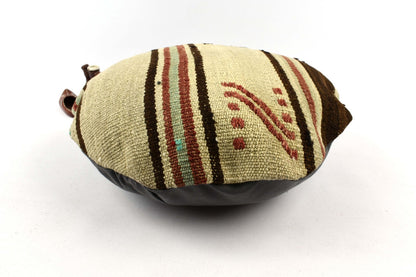 Kilim Round Pillow Cover 18" in Tribal Vintage Turkish Carpet Round Cushion 4943