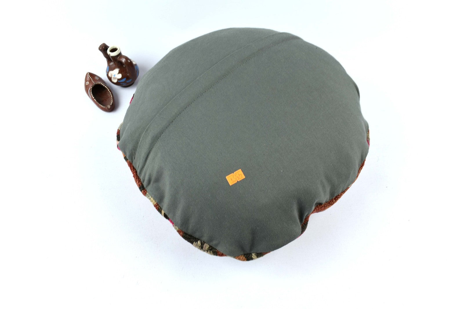 Kilim Round Pillow Cover 18" in Tribal Vintage Turkish Carpet Round Cushion 4957