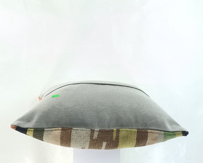 18"x18" Kilim Pillow Cover  Handmade Turkish Vintage Cushion Tribal Lumbar 2155