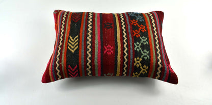 Kilim Pillow Cover 16x24 Tribal Vintage Turkish Carpet Lumbar Pillow Cover 3432