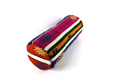 Kilim Bolster Pillow Cover 8x20 in Tribal Vintage Turkish Carpet Bolster Cushion