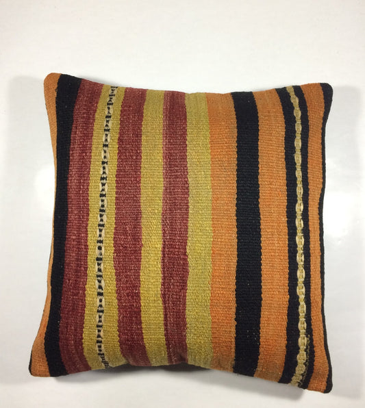 18"x18" Kilim Pillow Cover  Handmade Turkish Vintage Cushion Tribal Lumbar 694