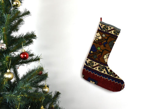 Kilim Christmas Stocking Vintage Rug Stocking Ethnic Decorative Xmas Socks S689