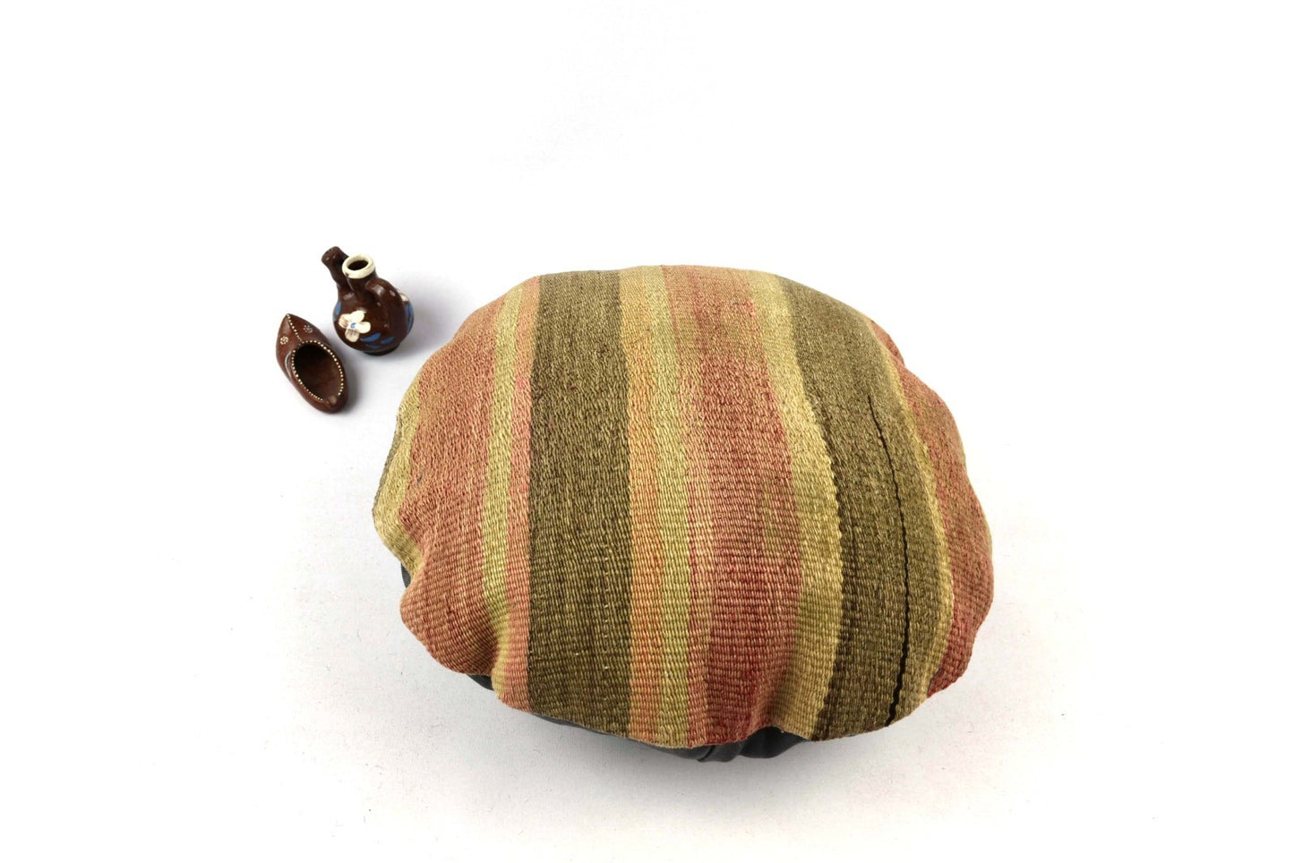 Kilim Round Pillow Cover 18" in Tribal Vintage Turkish Carpet Round Cushion 4944