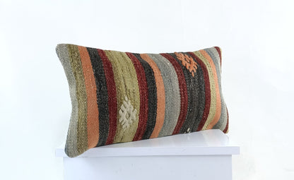 10x20 Kilim Lumbar Pillow Cover Vintage Ethnic Oushak Kilim Pillow Cover E1124