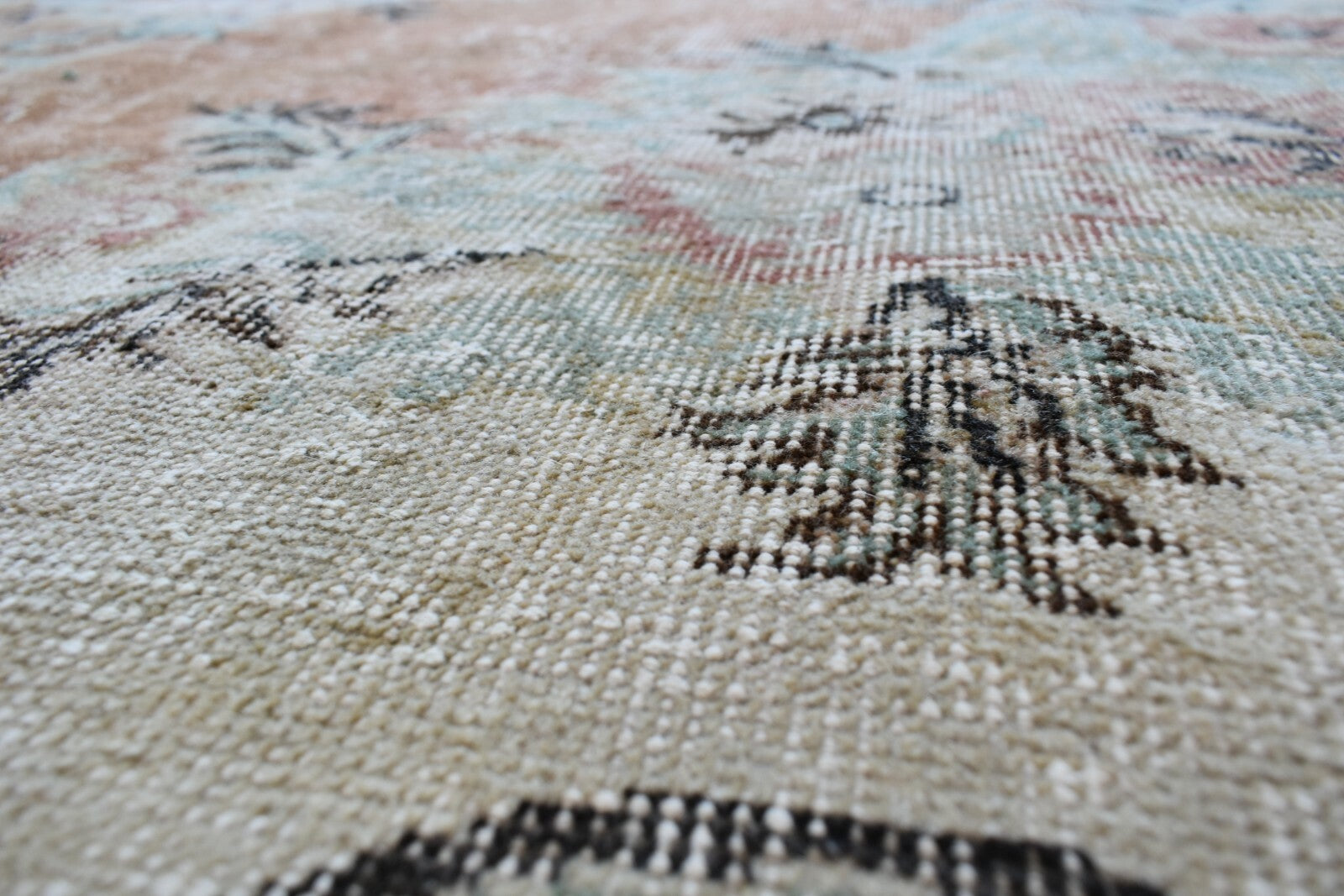 Large Turkish Rug 9.6x6.7 ft Vintage Rug Faded Oushak Rug Living Room Carpet B14