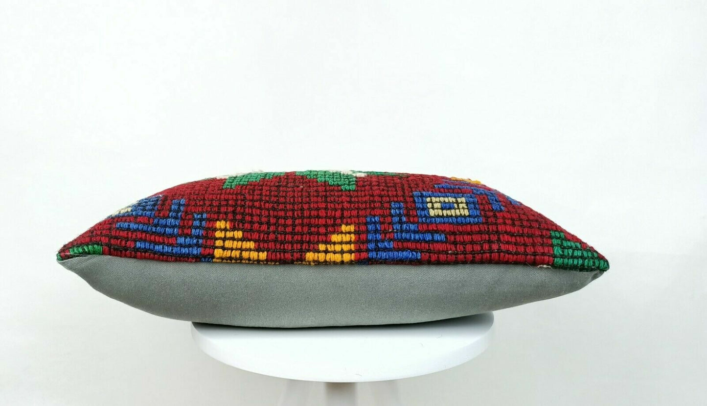 Kilim Pillow Cover 12x20 Handmade Oushak Traditional Rug Lumbar Cushion  E546