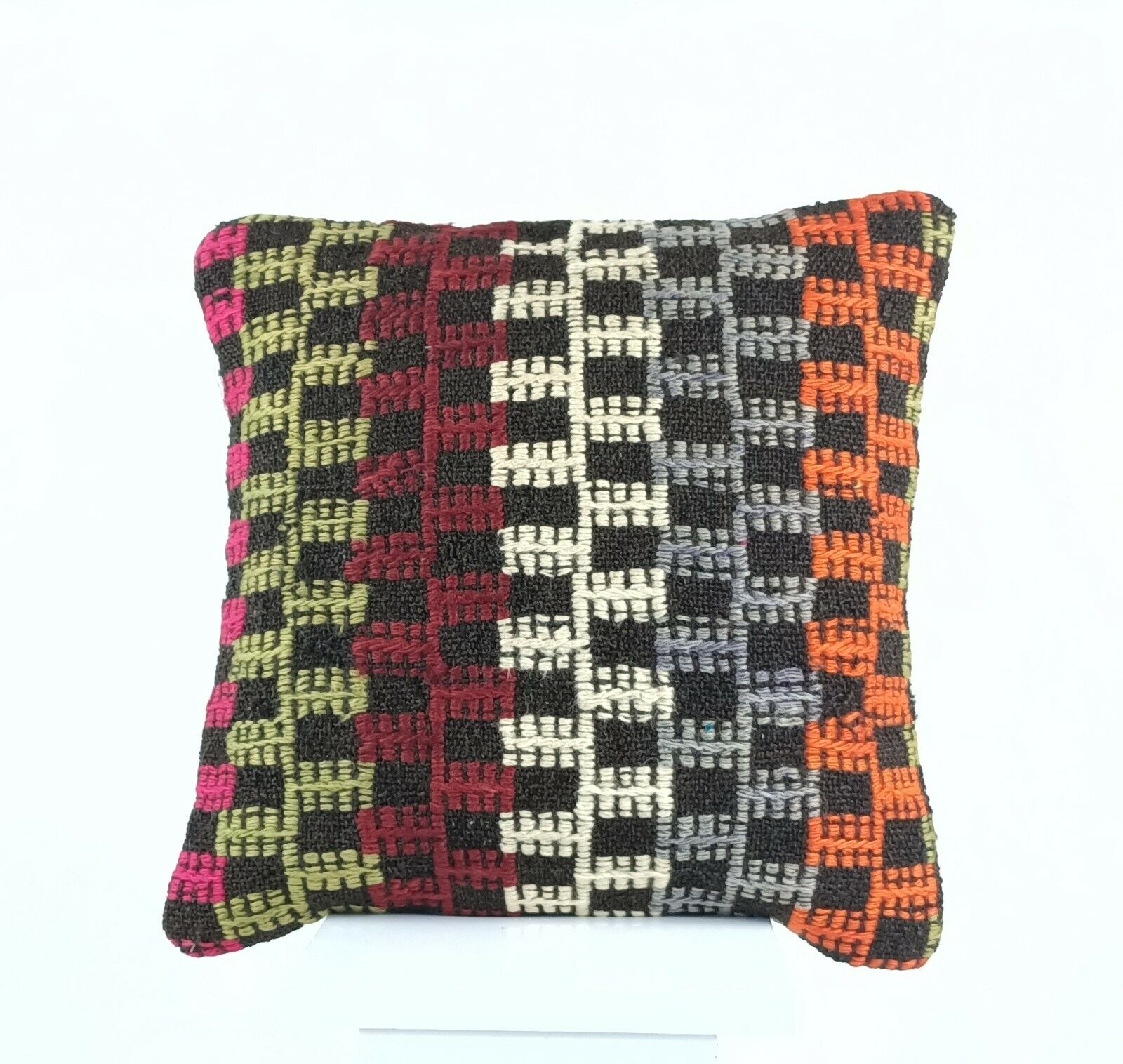 Kilim Pillow Cover 16x16 in Handmade Turkish Sofa Couch Wool Boho Cushion  A462