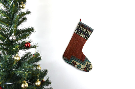 Kilim Christmas Stocking Vintage Rug Stocking Ethnic Decorative Xmas Socks S587