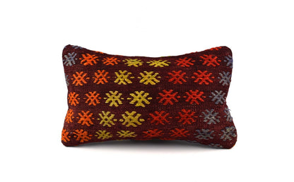 Kilim Pillow Cover 12x20 Handmade Turkish Rug Boho Ethnic Lumbar Cushion 4878