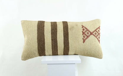 Kilim Lumbar Pillow Cover 10x20 Decorative Sofa Couch Handmade Cushion A1346