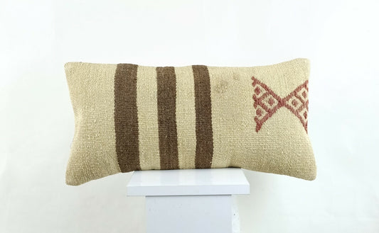Kilim Lumbar Pillow Cover 10x20 Decorative Sofa Couch Handmade Cushion A1346