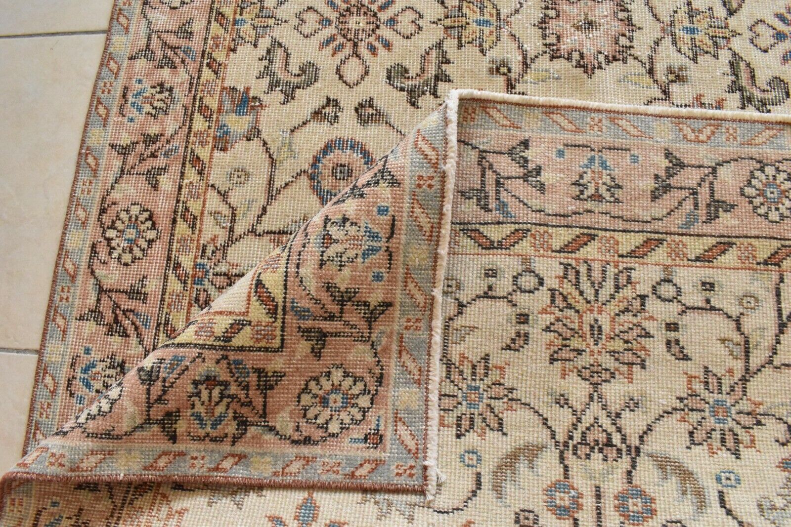 Handmade Accent Rug 4 x 7 ft Turkish Vintage Pastel Oushak Kilim Wool Runner C49