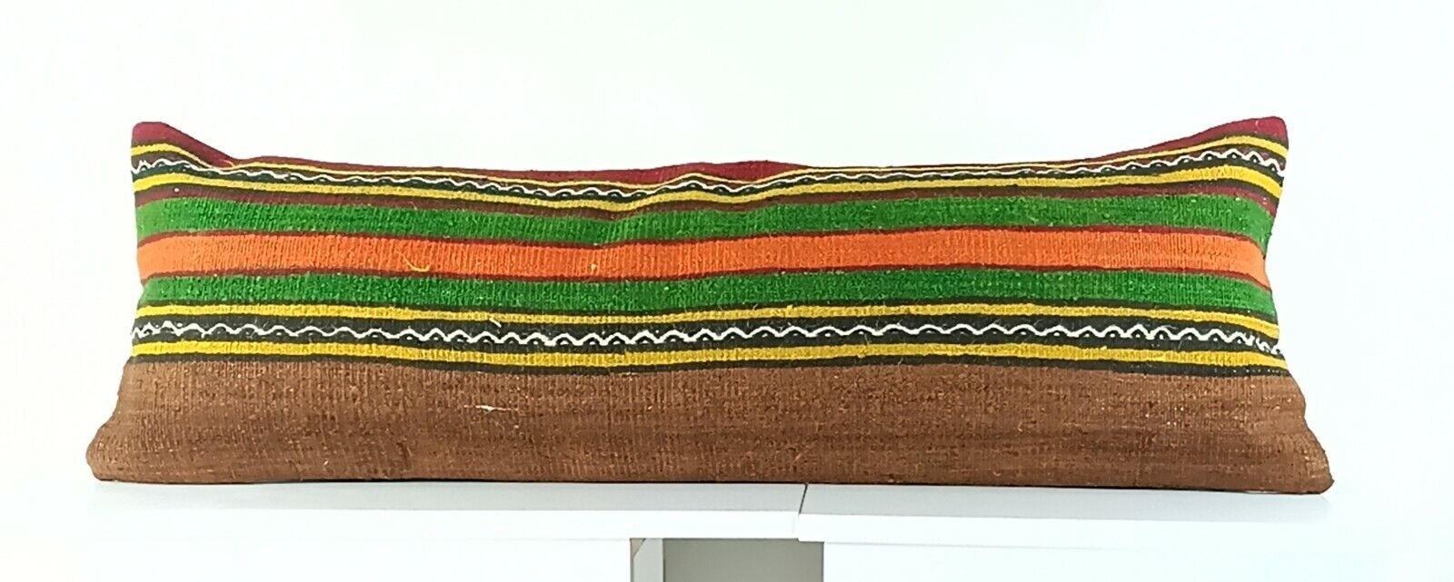 Kilim Pillow Cover 12x36 Handmade Oushak Decorative Rug Lumbar Cushion A1076