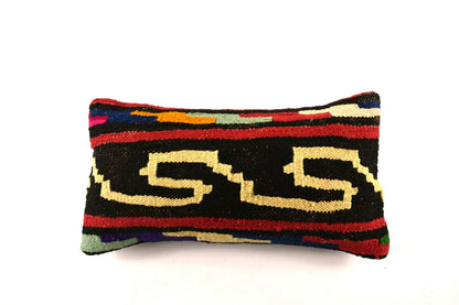 8x16 Kilim Pillow Cover Vintage Tribal Oushak Kilim Ethnic Lumbar Cover A2984