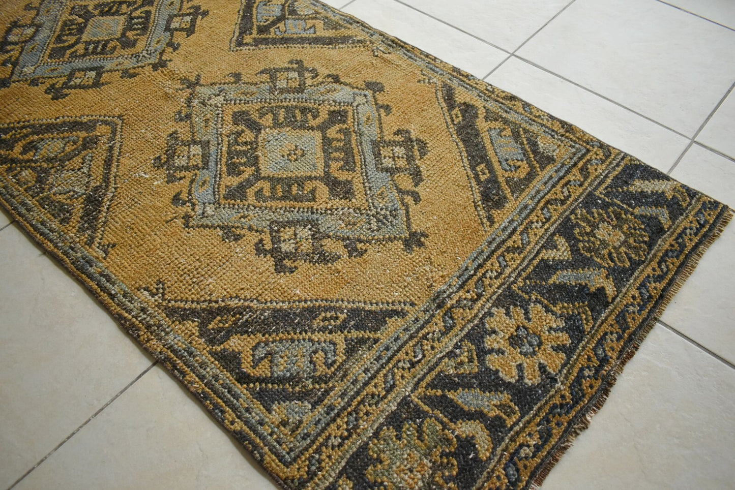 Turkish Runner Rug 11.3x2.8 ft Vintage Runner Hallway Runner Handwoven Rug R35