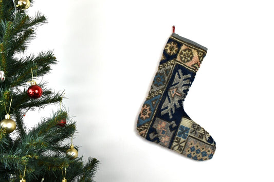 Kilim Christmas Stocking Vintage Rug Stocking Ethnic Decorative Xmas Socks S666