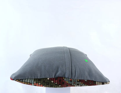 18"x18" Kilim Pillow Cover  Handmade Turkish Vintage Cushion Tribal Lumbar 1827