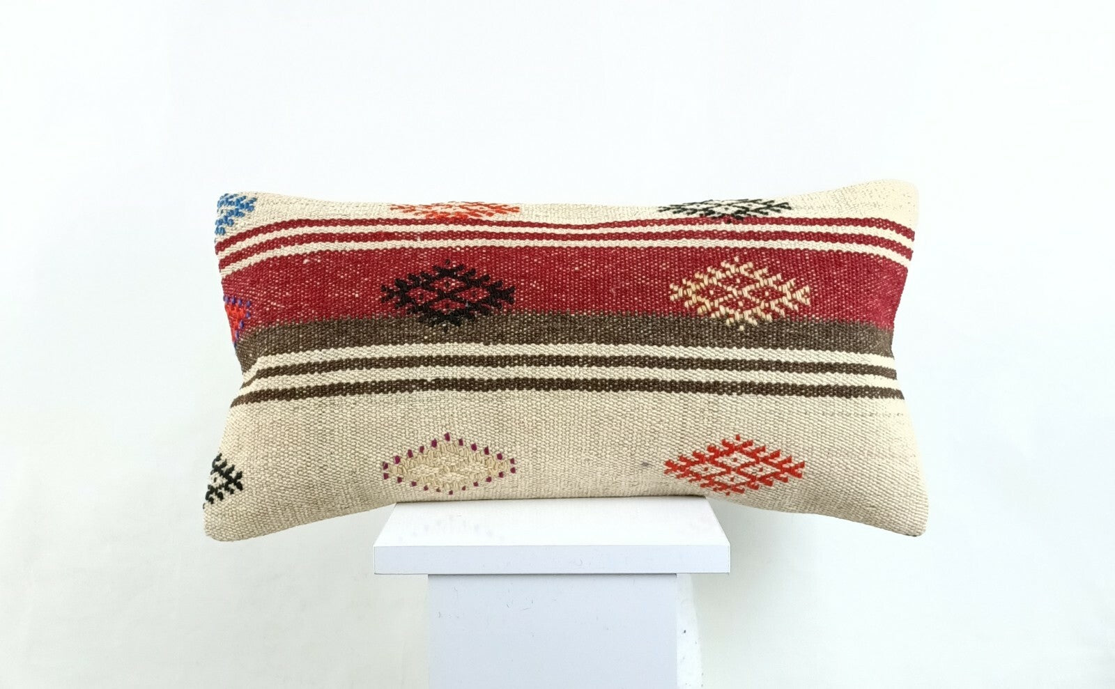 Kilim Lumbar Pillow Cover 10x20 Decorative Sofa Couch Handmade Cushion A1349