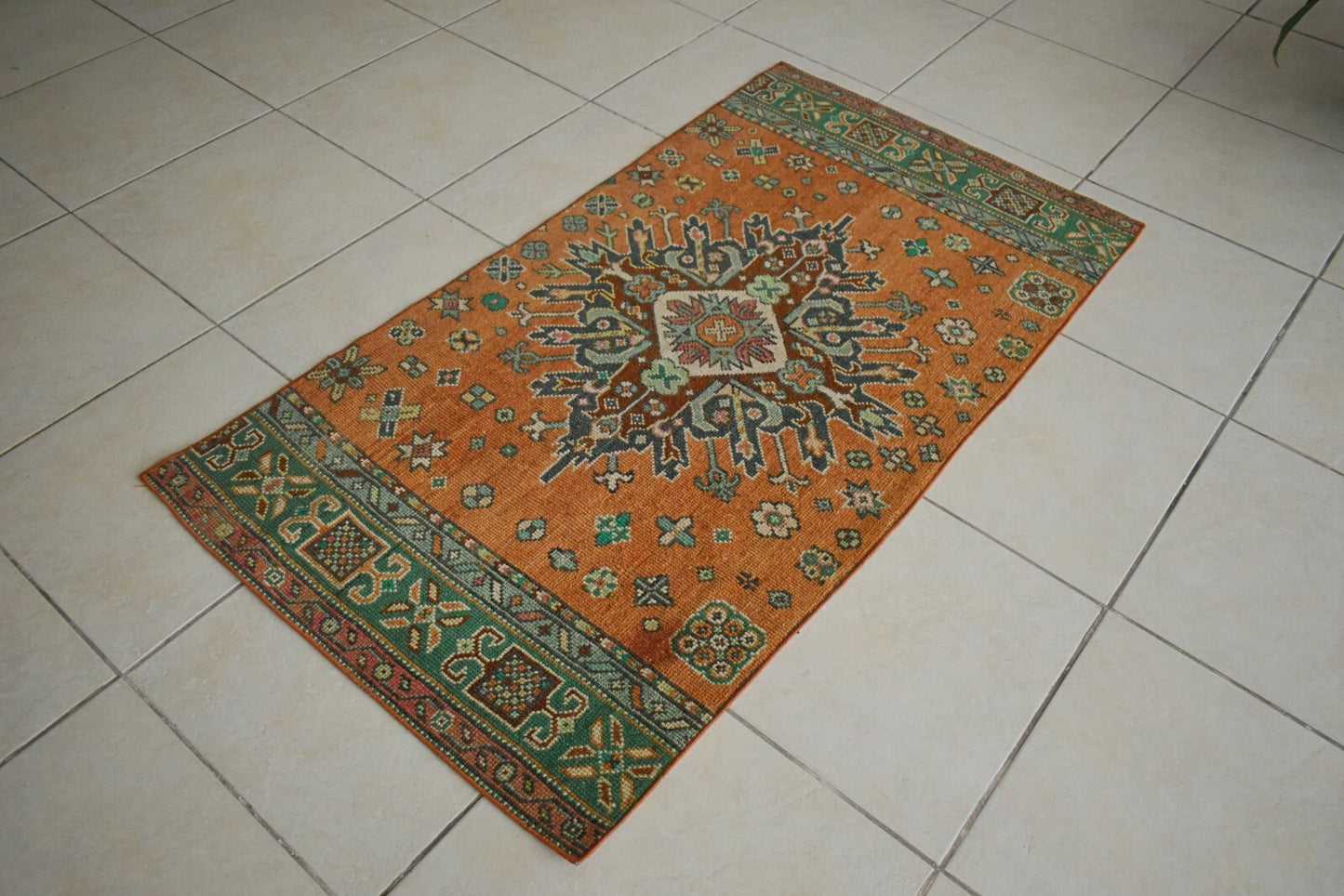 Oushak Runner 4.7x2.6 ft Handwoven Turkish Runner Vintage Runner Floor Rug R25