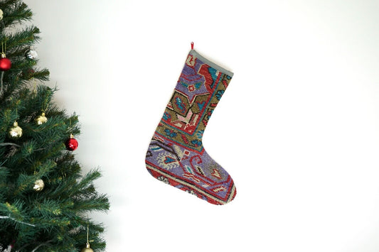 Kilim Christmas Stocking Vintage Rug Stocking Ethnic Decorative Xmas Socks S550