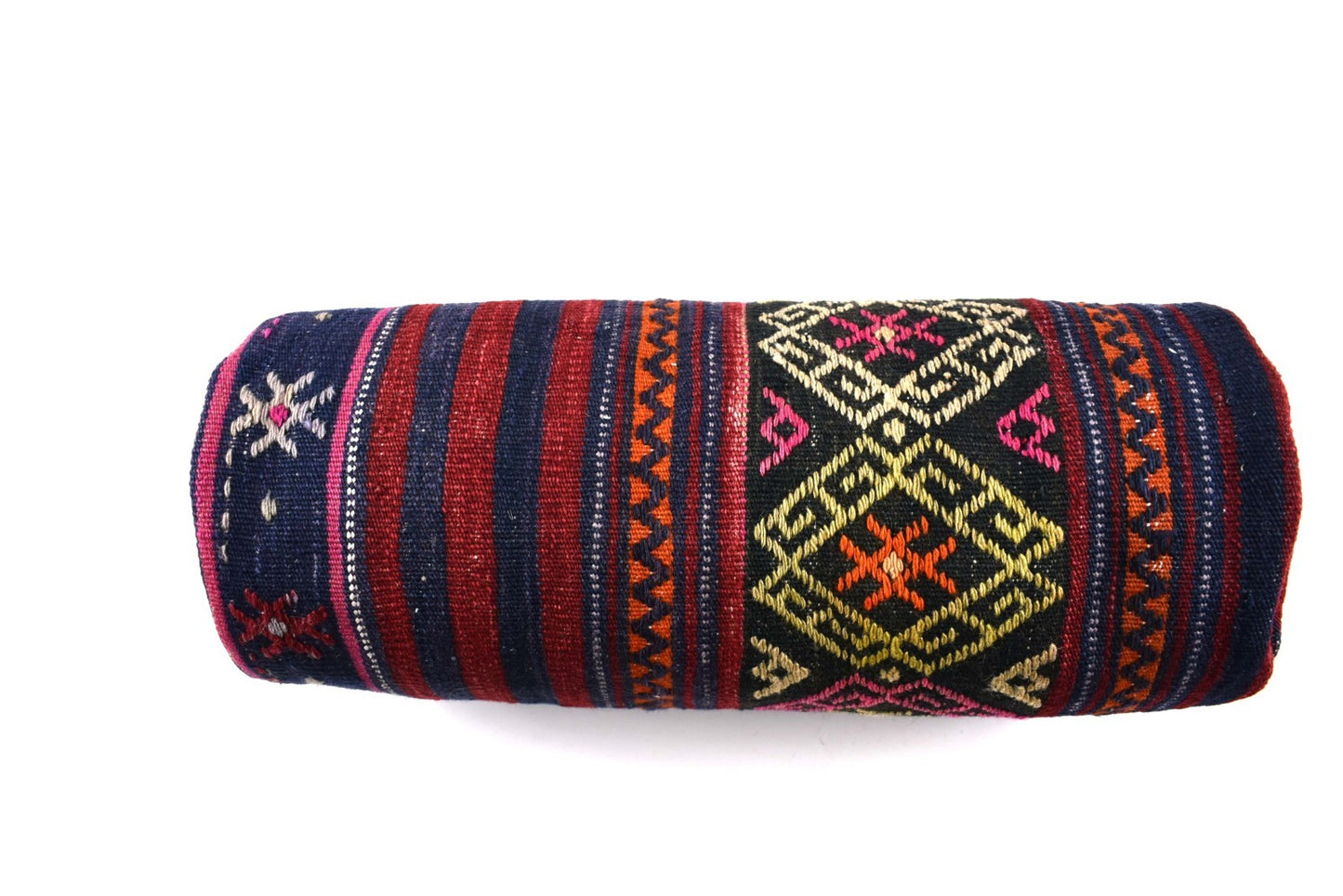 Kilim Bolster Pillow Cover 8x20 in Tribal Vintage Turkish Carpet Bolster Cushion