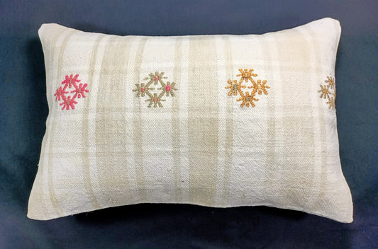 Kilim Pillow Cover 12x20 Turkish Handmade Sofa Couch Floor Lumbar Cushion E35