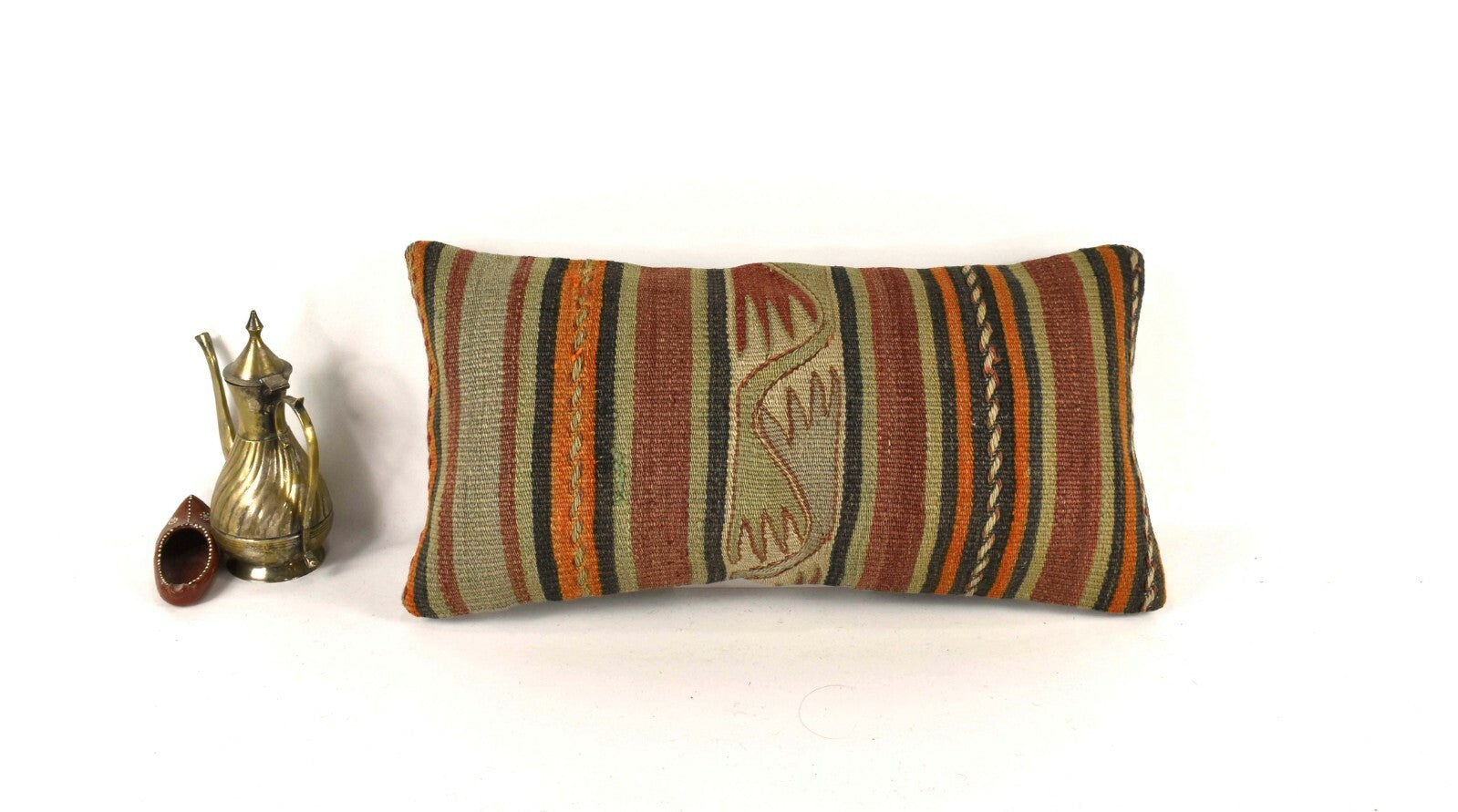 Kilim Lumbar Pillow Cover 10x20 Decorative Sofa Couch Handmade Cushion A2261