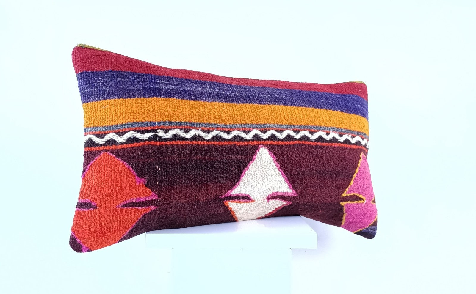 10x20 Kilim Lumbar Pillow Cover Vintage Ethnic Oushak Kilim Pillow Cover 1893