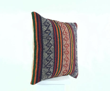 Oushak Kilim Pillow Cover 16x16 Handmade Anatolian Traditonal Wool Cushion A454