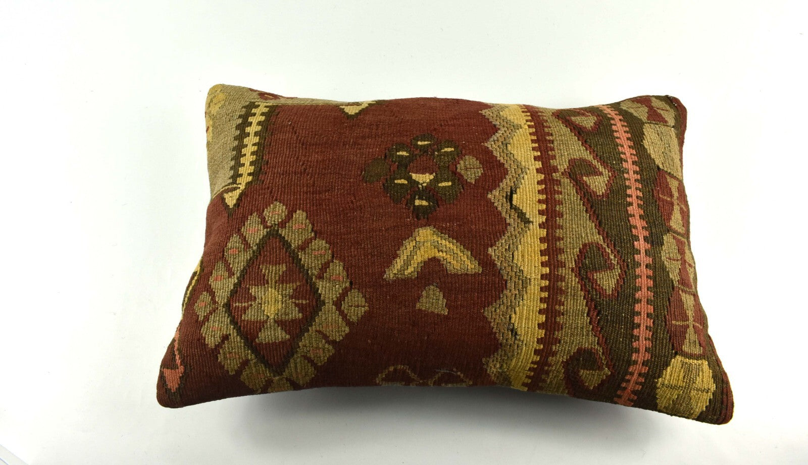 Kilim Pillow Cover 16x24 Tribal Vintage Turkish Carpet Lumbar Pillow Cover 3917