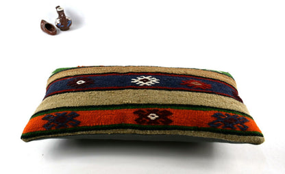 10x20 Kilim Lumbar Pillow Cover Vintage Ethnic Oushak Kilim Pillow Cover A3005