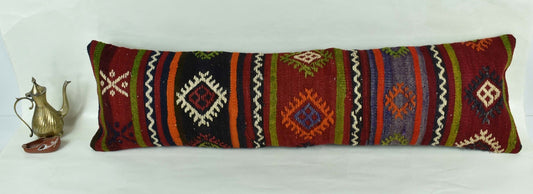 Long Kilim Pillow Cover 12x42 Vintage Ethnic Decorative Kilim Lumbar 3221